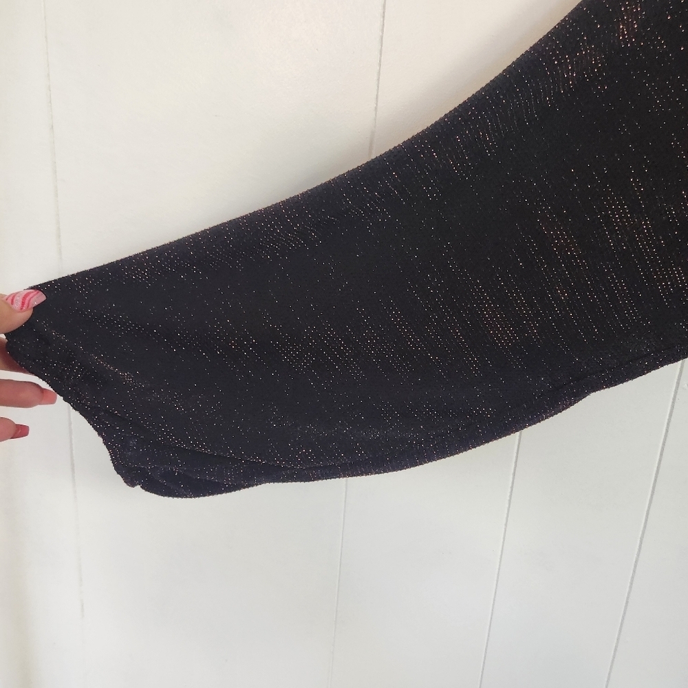 Penningtons Black Red Stretchy Glitter Long Sleeve Party Dress Size 4X Dressy - Picture 8 of 14